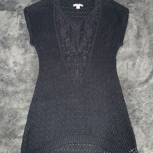 Sleeveless Black Cotton Women's Sweater